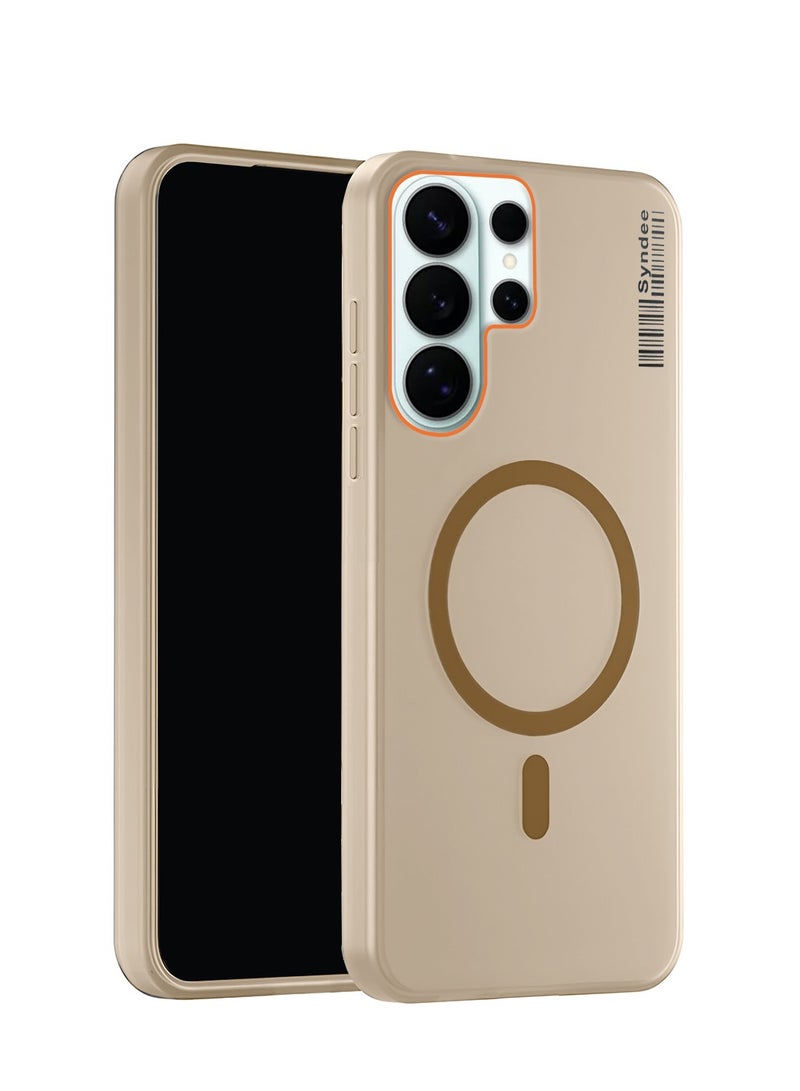 سيندي غطاء هاتف سامسونج جالاكسي S26 ألترا 5G 2026 من سلسلة سيندي، هجين نصف شفاف مع ماجسيف وشحن مغناطيسي، حواف مرتفعة للكاميرا، مظهر أنيق، اللون البني (MCMPMN) - Image 1